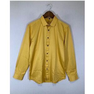 Modern Jemitop NWT Mens Sm Mustard Yellow Long Sleeve Stretch Button Down Shirt